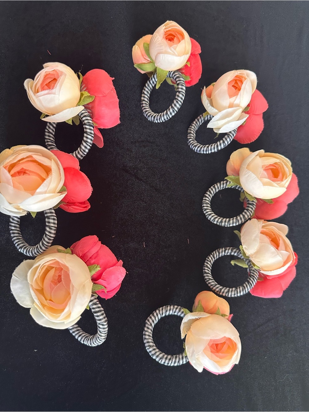 Floral Peach & Coral Rose Napkin Rings